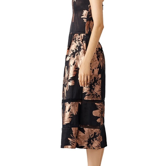 Nicole Miller Brand New Strapless Black and Copper Floral Dress - Picture 4 of 16